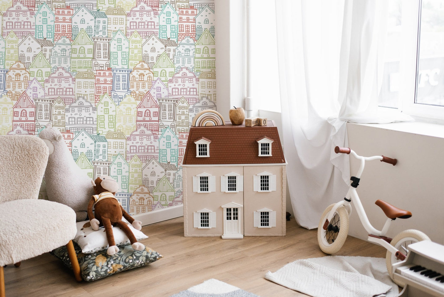 Kaleidoscope Townscape Wall Mural artistic touch B820