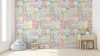 Kaleidoscope Townscape Wall Mural vibrant design B820