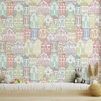 Add vibrancy with Kaleidoscope Townscape Mural art B820