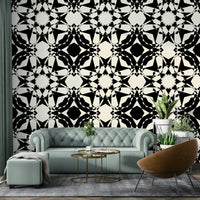 Wallpaper with a multifaceted, abstract design

