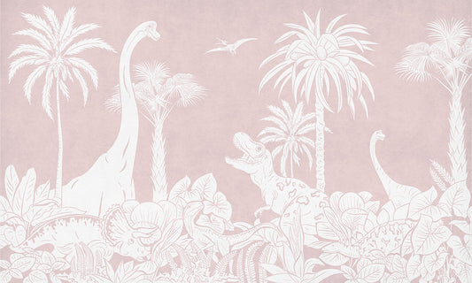Monochrome Dino Pink Wall Mural