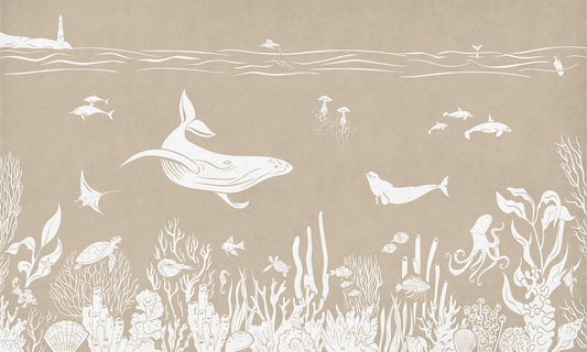 Monochrome Sea Brown Wallpaper Mural