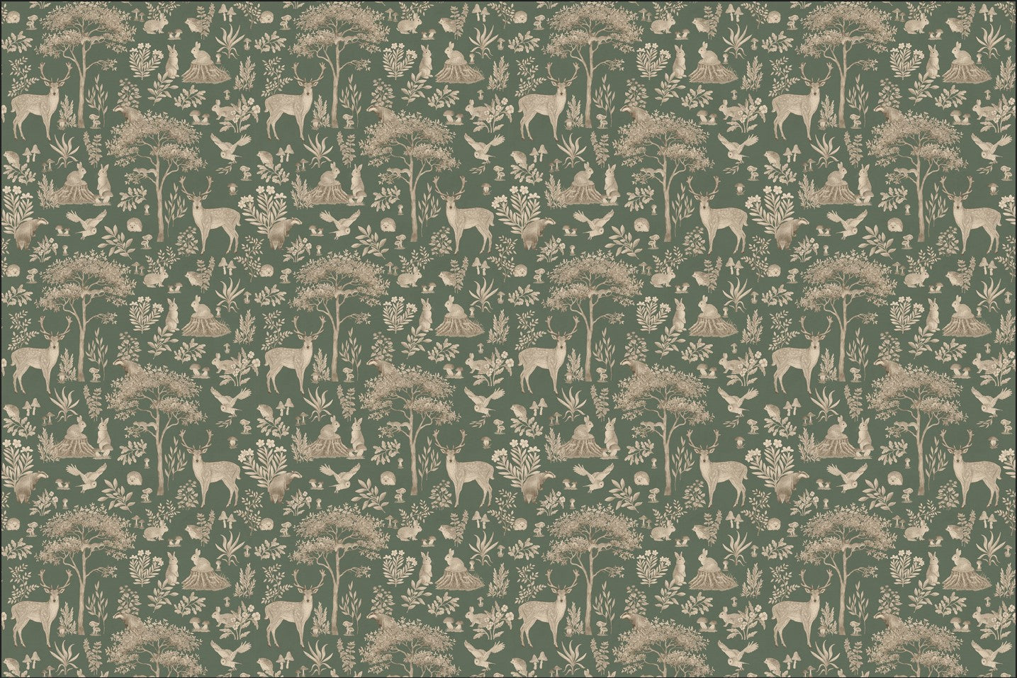 Vintage Green Wildlife Wallpaper