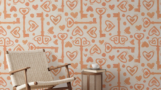 Light peach romantic heart and key design
 RNM52