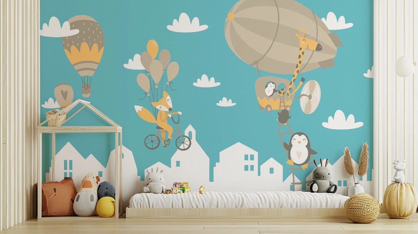 Bright Kids Animated Motifs Wallpaper Mural mural map-06
