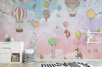 Kids Animals Hot Air Balloon Wallpaper - Giffywalls A141