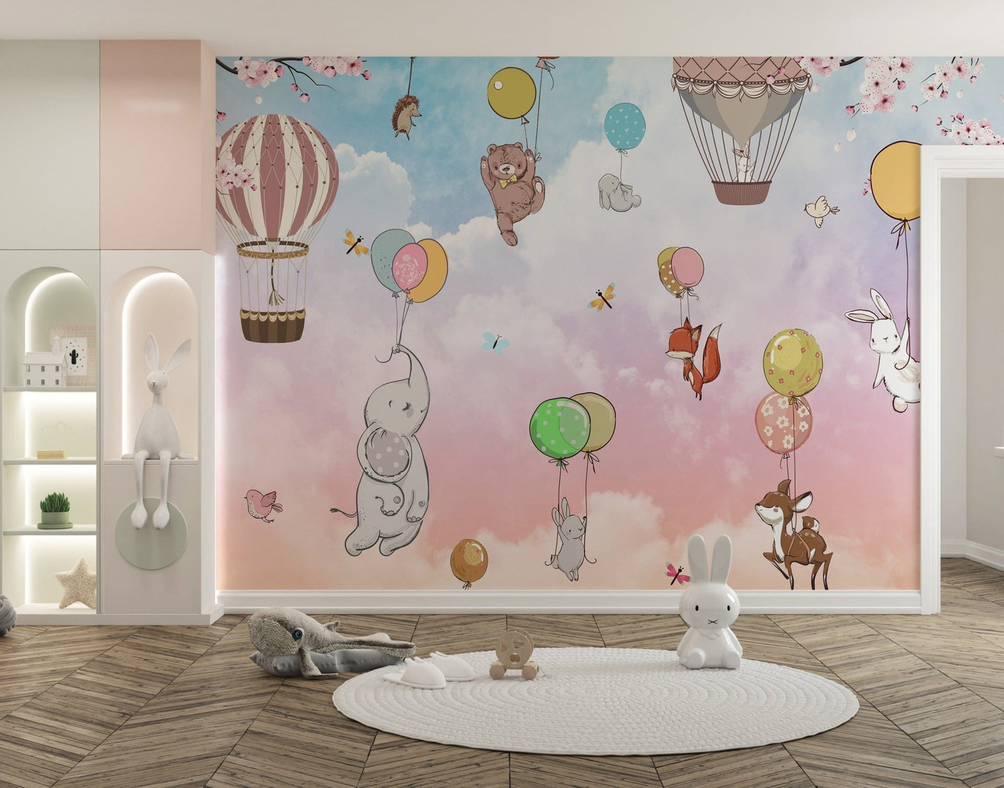 Fun kids’ wallpaper with animal balloons A141
