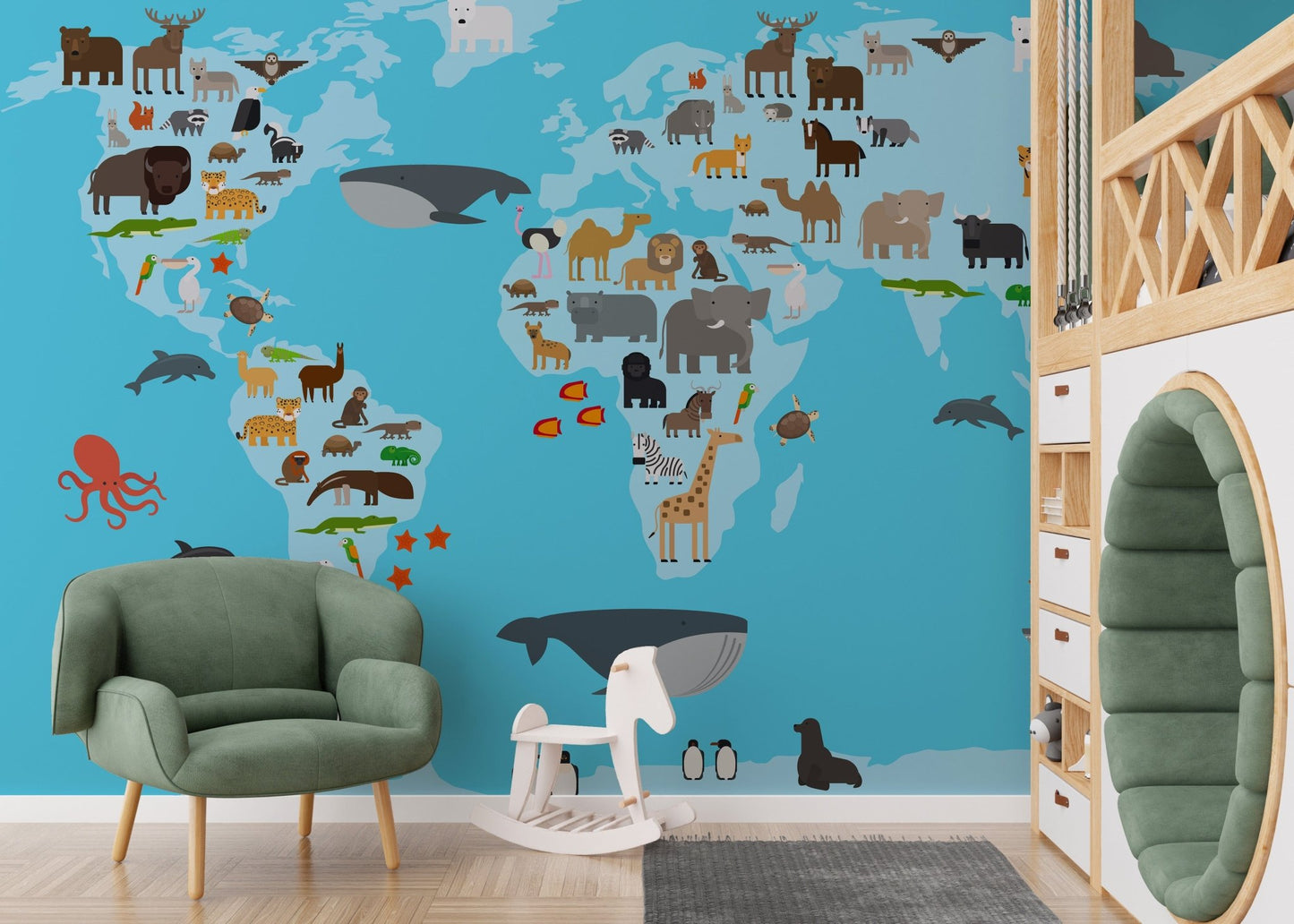 Kids room map wallpaper mural
