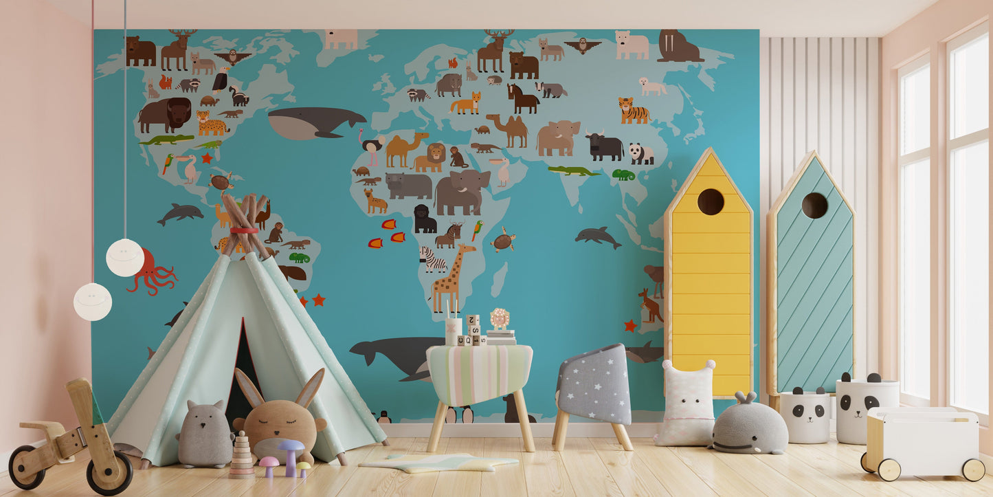 Kids geography wall mural
