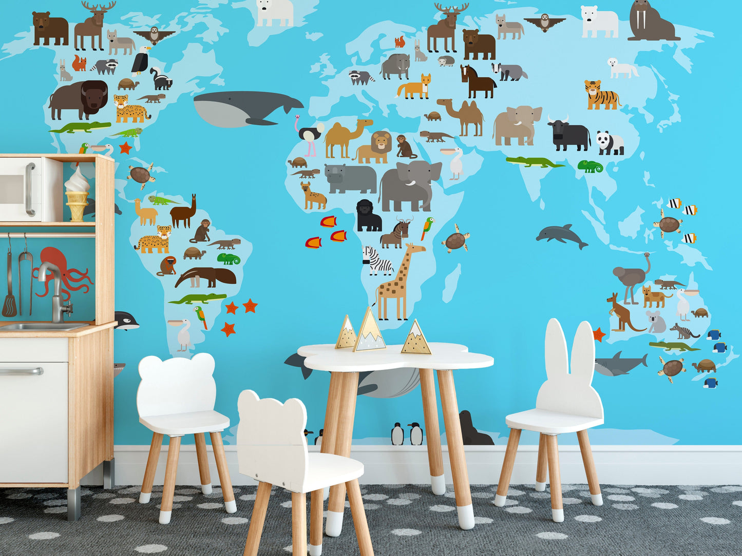 Cute animal map wallpaper
