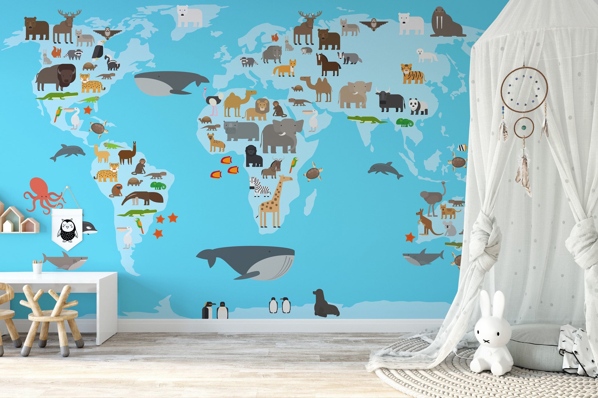 Educational map mural for walls
