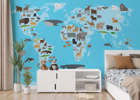 Animal world map wallpaper
