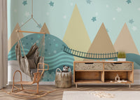 Kids Animated Pastel Motifs Wallpaper for bright spaces mountain-22
