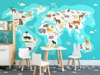 Kids Blue Ocean Map Wallpaper Mural - Giffywalls