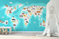 Kids Blue Ocean Map Wallpaper Mural - Giffywalls