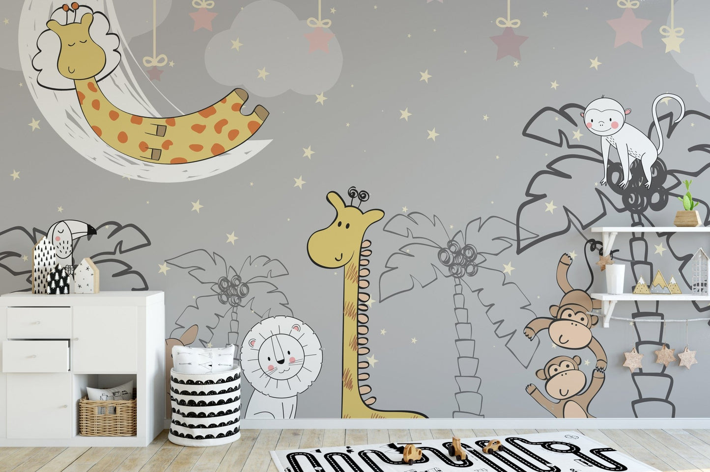 Jungle animal friends mural for kids A137
