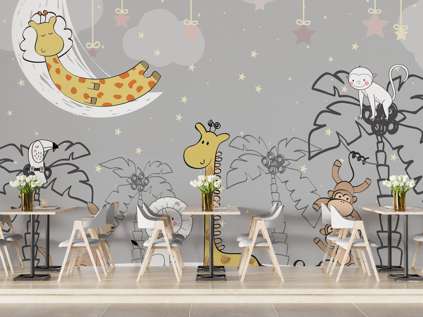 Kids Jungle Animal Friends Wall Mural - Giffywalls A137