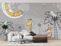 Kids Jungle Animal Friends Wall Mural - Giffywalls A137