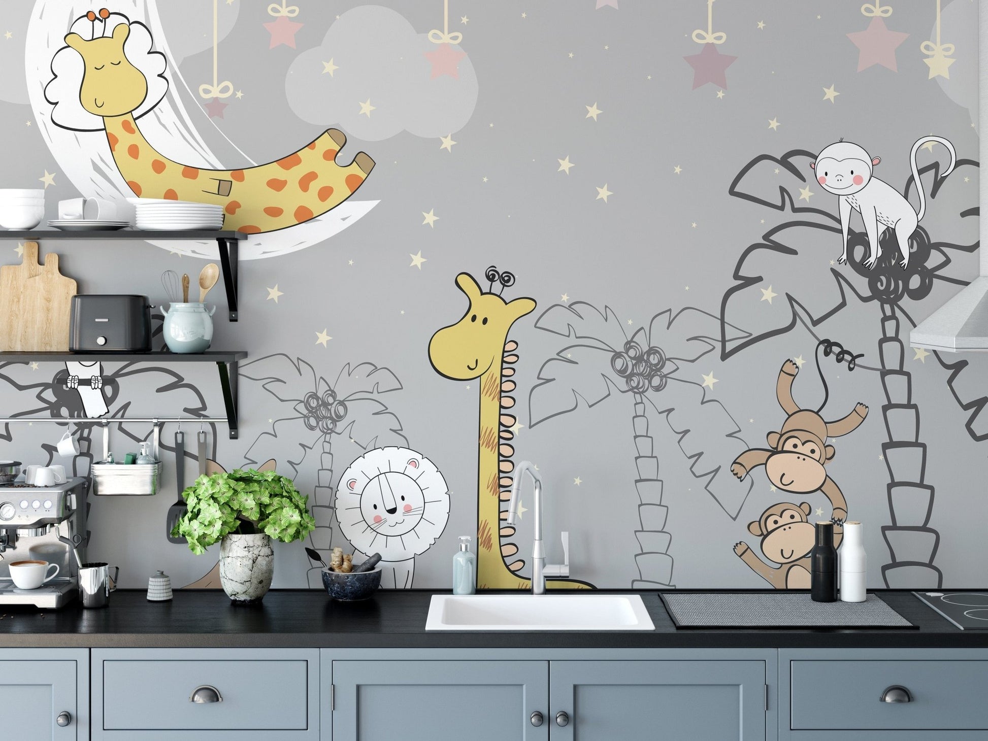 Kids Jungle Animal Friends Wall Mural - Giffywalls, A137