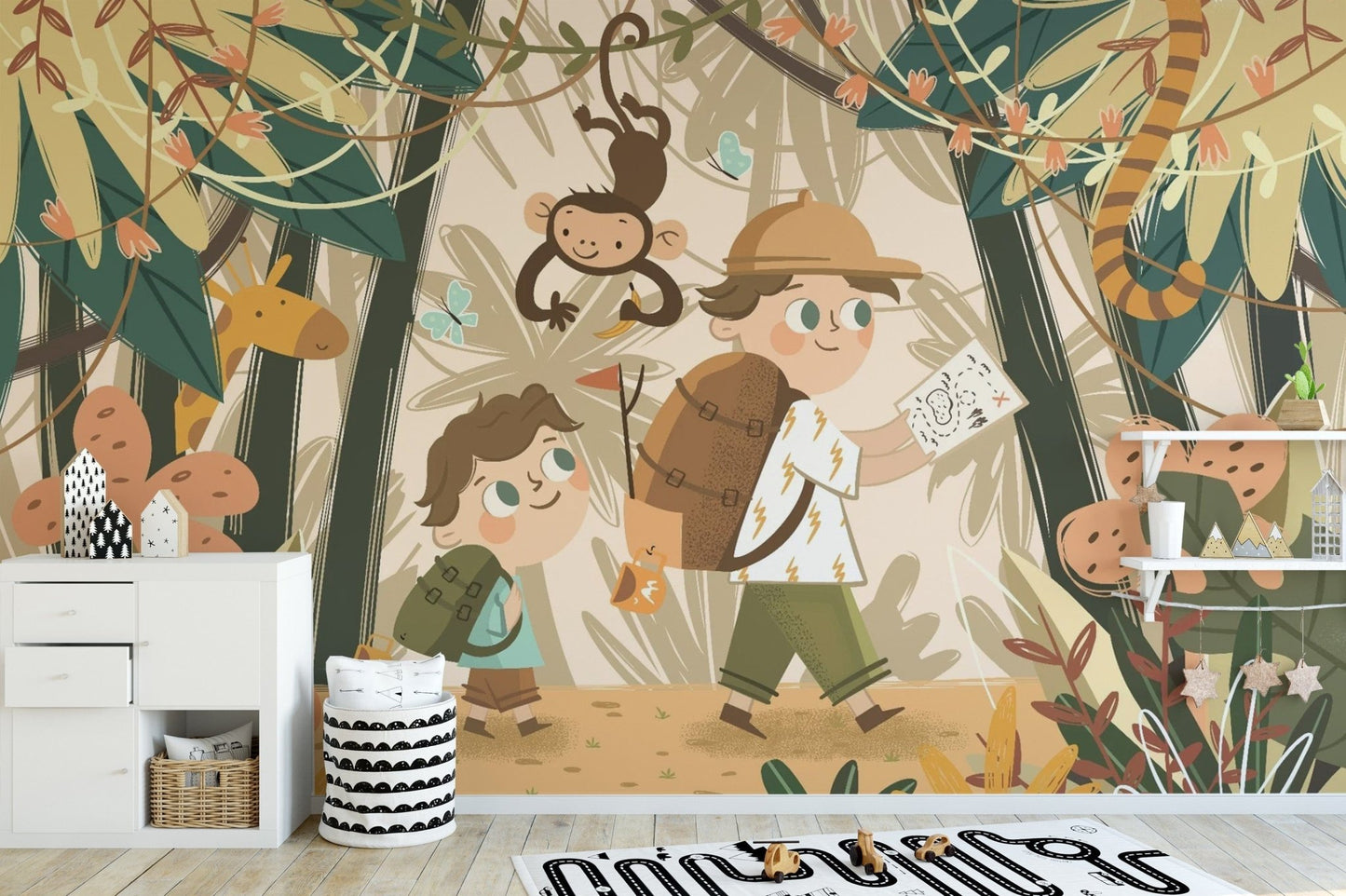 Jungle Explorer Scene for Kids Wallpaper
