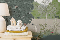 Black-and-white jungle mural for kids C485