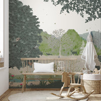 Monochrome kids jungle mural design. C485