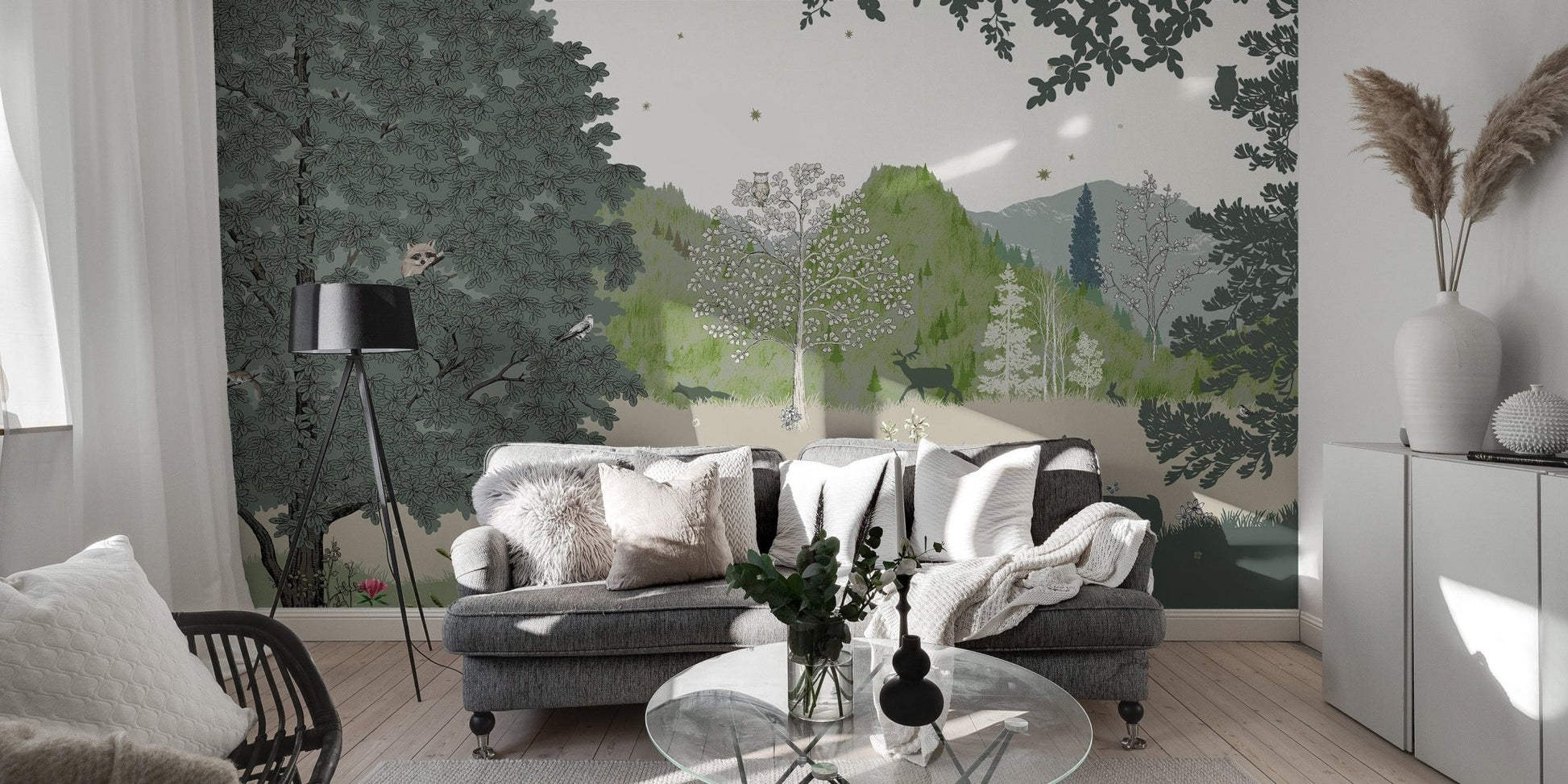 Monochrome safari animals wallpaper design C485