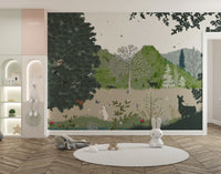 Playful jungle animals wallpaper mural C485