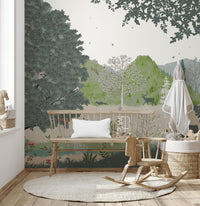 Monochrome kids jungle mural design.