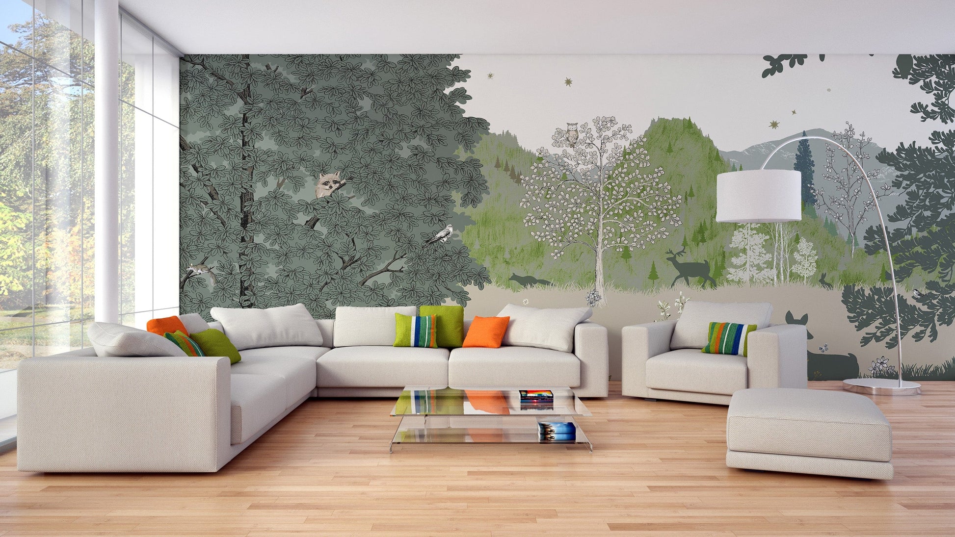 Minimalist jungle wallpaper for nurseries