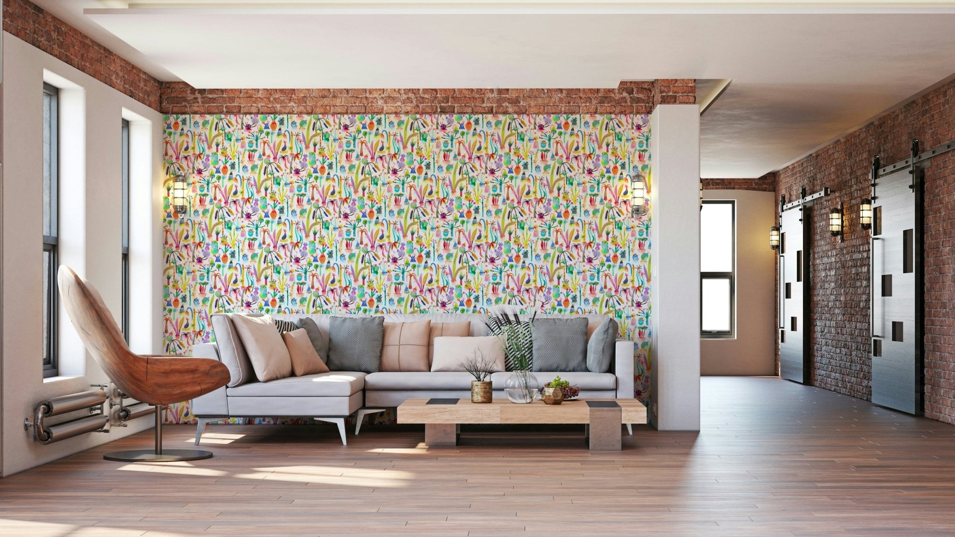 Fun botanical wall mural

