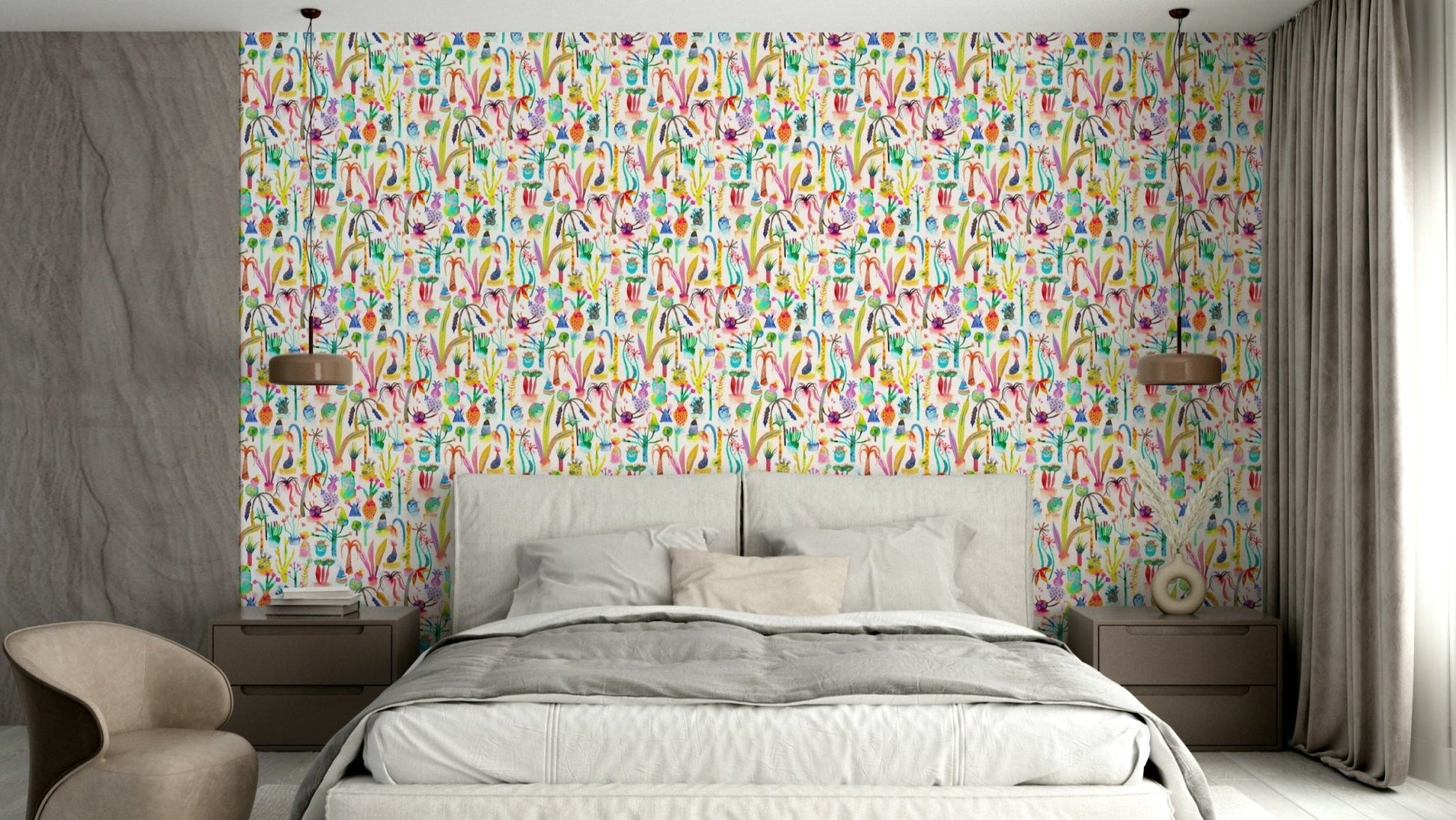 Watercolor plant wallpaper design

