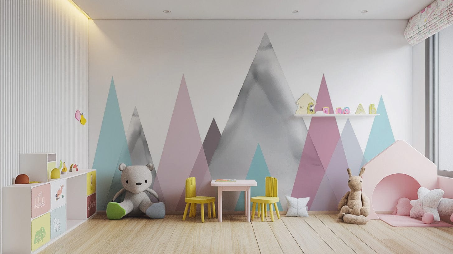 Kids Pastel Mountains Wallpaper Mural - Giffywalls Mountain-10