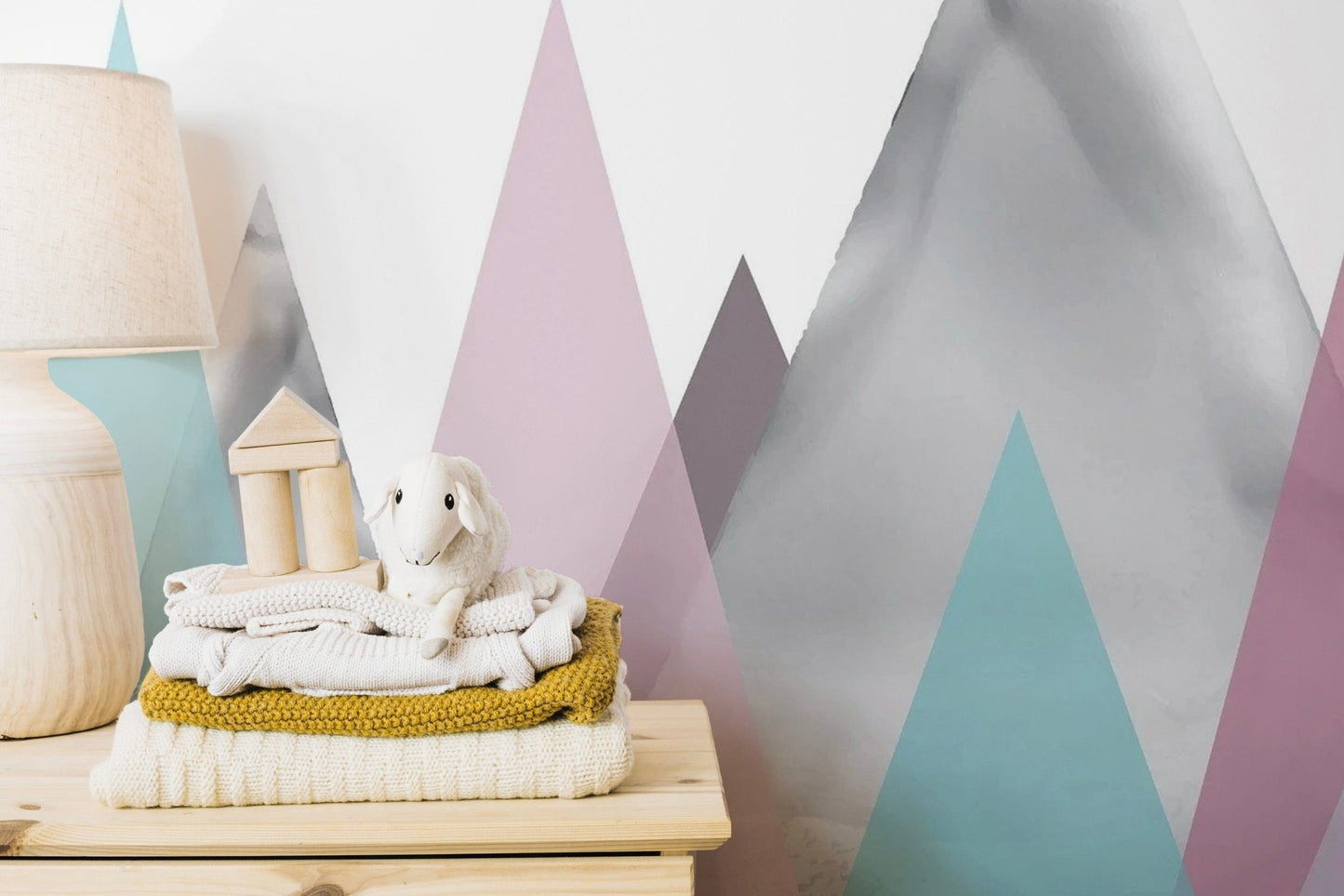 Kids Pastel Mountains Wallpaper Mural - Giffywalls Mountain-10