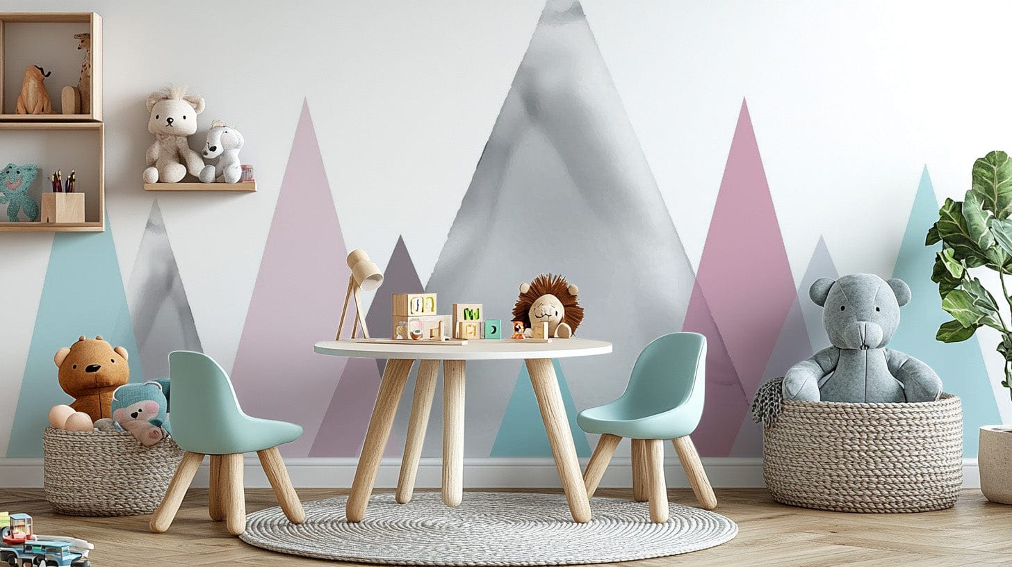 Pastel Colored Mountain Wall Mural for Kids Mountain-10

