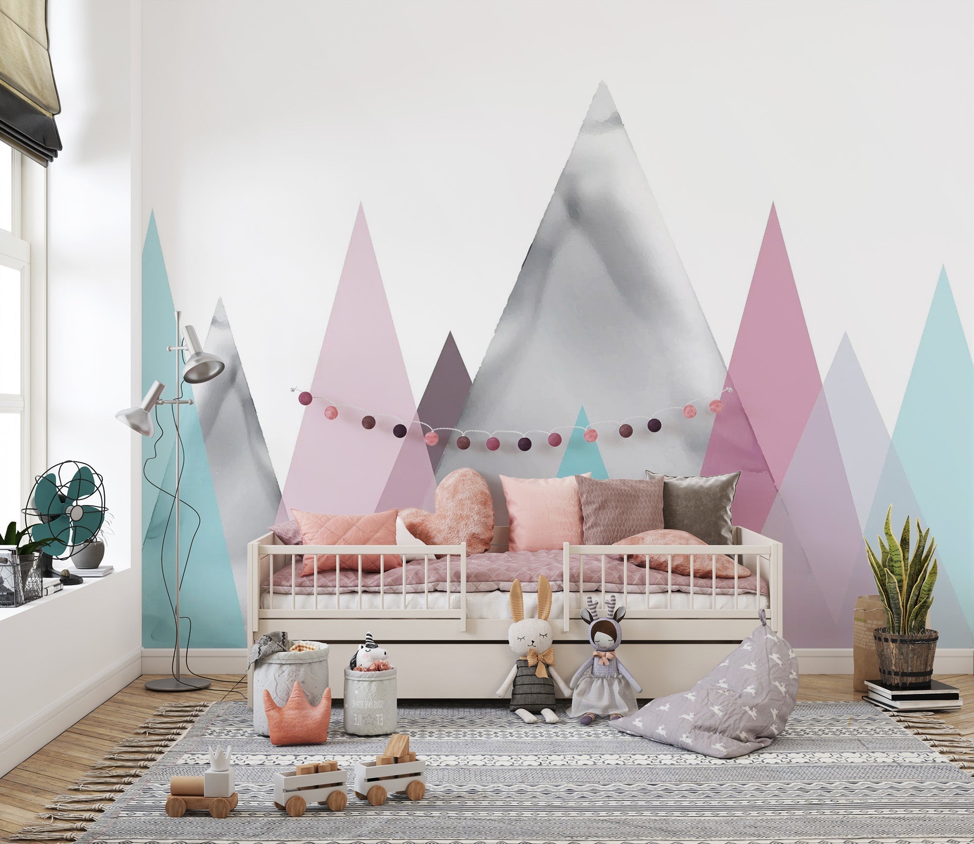 Kids Pastel Mountains Wallpaper Mural Mountain-10
