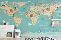 Nursery world map wallpaper for children map-12

