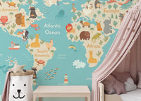 Kids Room World Map Wallpaper Mural - Giffywalls map-12