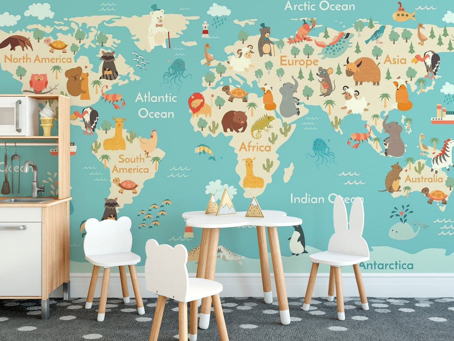 Children’s educational wallpaper with map map-12
