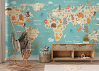 Kids Room World Map Wallpaper Mural - Giffywalls map-12