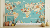 Kids room world map wallpaper mural design

