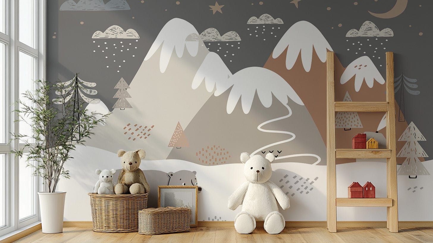 Kids Room Bear Snow Wallpaper Murals - Giffywalls