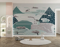 Kids’ Room Cloudy Winter Wallpaper Mural - Giffywalls