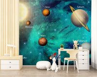 Whimsical planets wallpaper for kids’ decor, A144