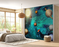 Kids Solar System Planets Wallpaper Mural - Giffywalls, A144
