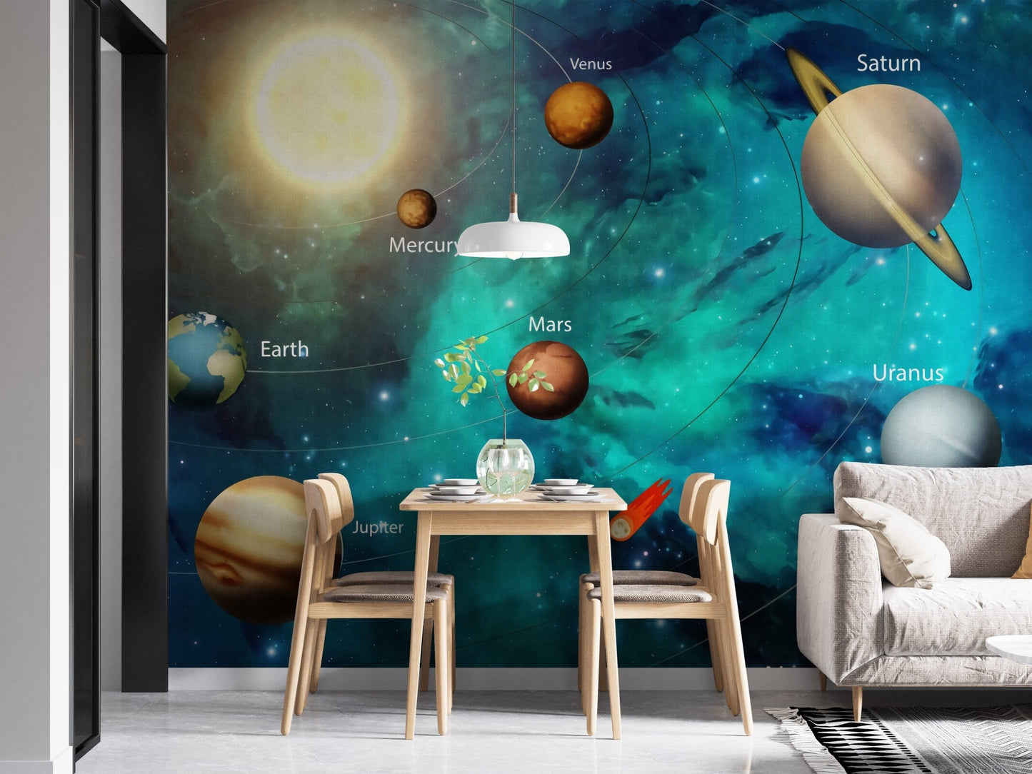 Kids Solar System Planets Wallpaper Mural - Giffywalls, A144
