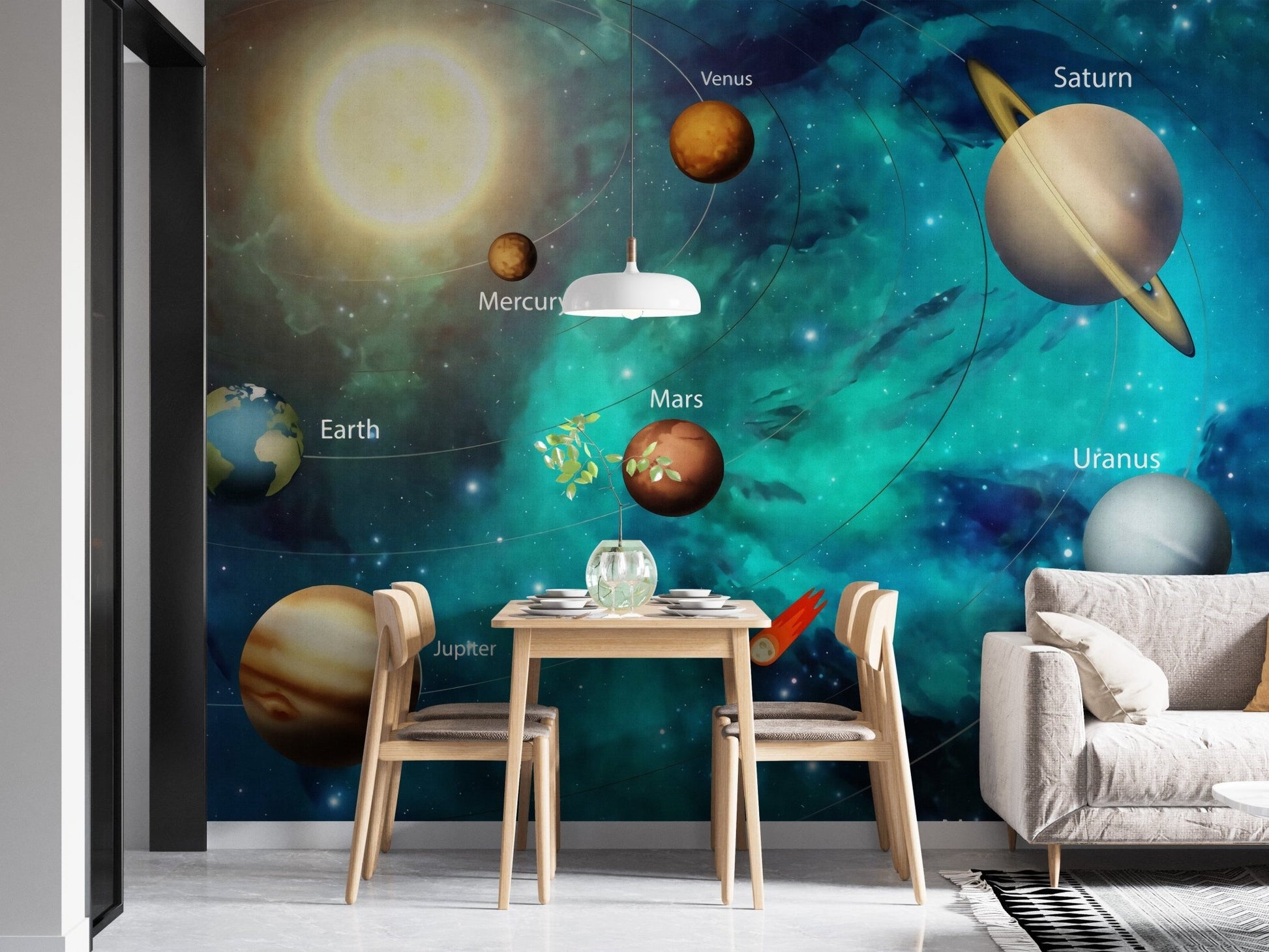 Kids Solar System Planets Wallpaper Mural - Giffywalls, A144