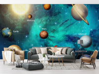 Fun solar system mural for kids’ rooms, A144