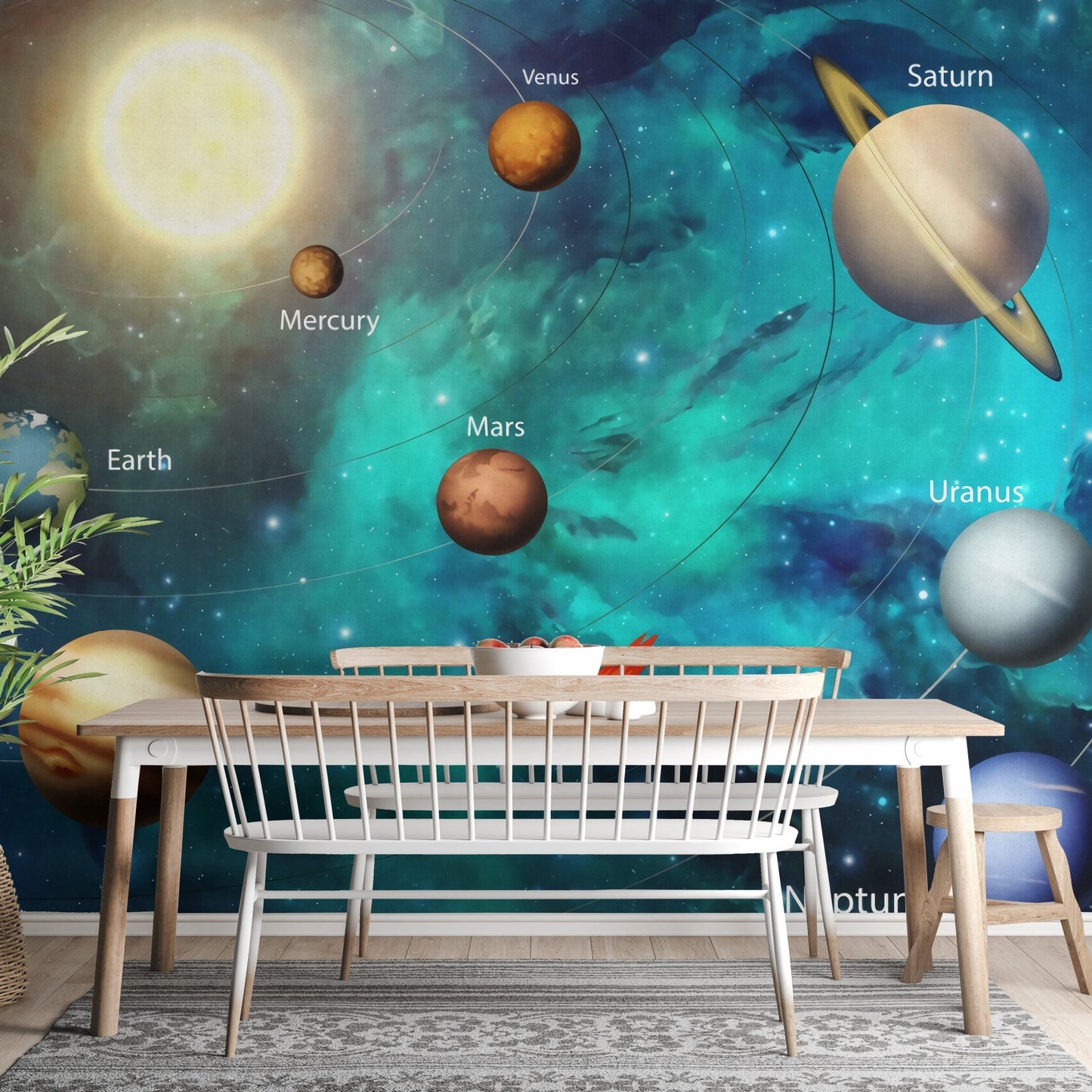 Planet-themed wallpaper for kids’ interiors, A144