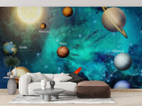 Kids Solar System Planets Wallpaper Mural - Giffywalls, A144